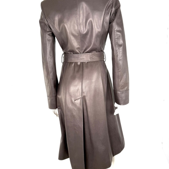 NWT Dolce & Gabbana Brown Long Collared Belted Long Leather Coat Jacket - Picture 2 of 13